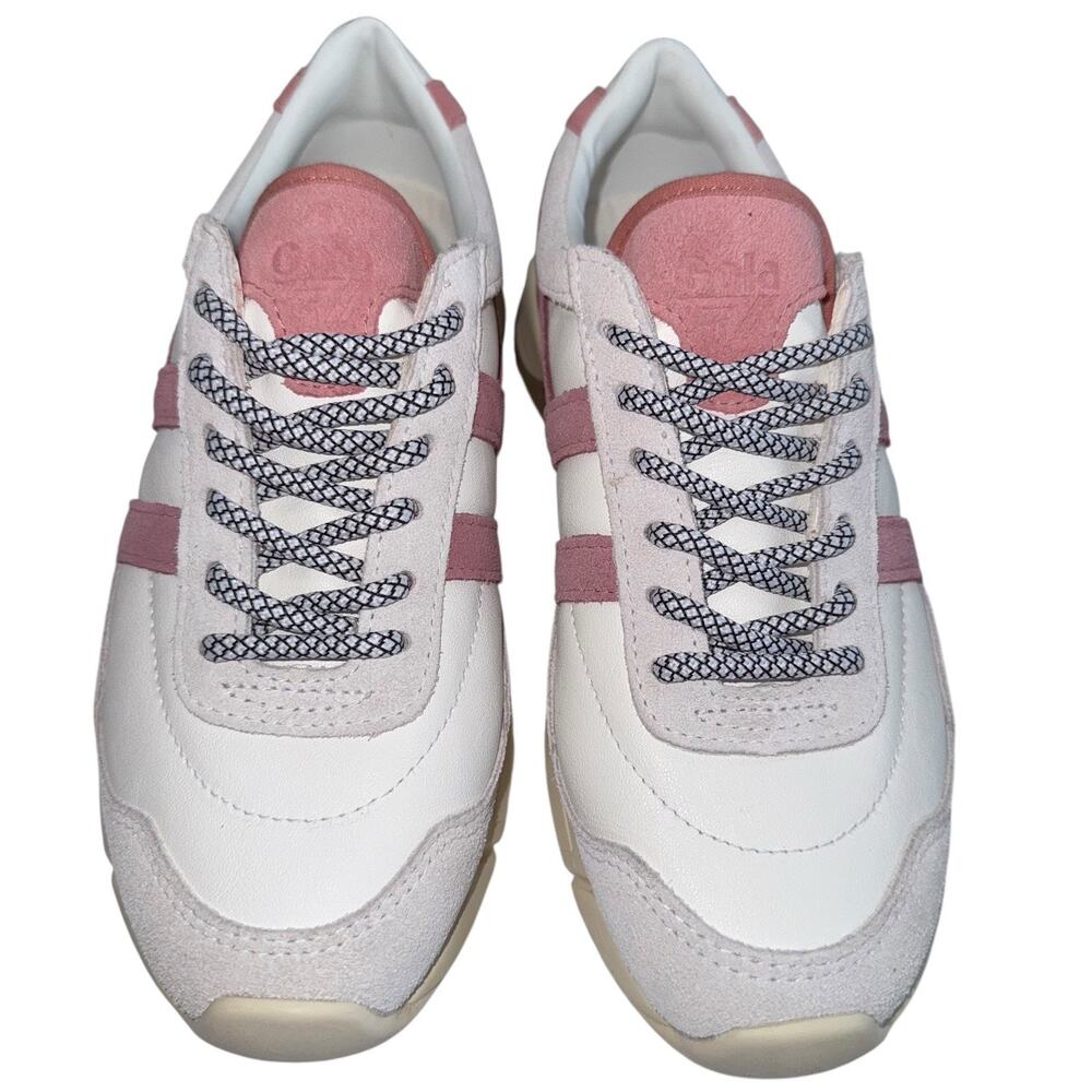 Gola Eclipse Pure Women White dusty rose Pink Lace Up Sneakers Shoes SZ/5 - Picture 4 of 14